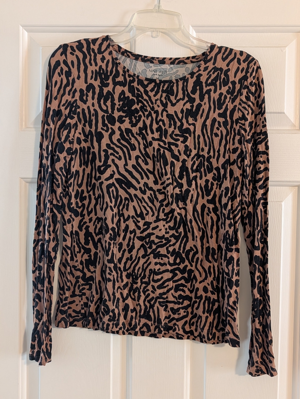 Nine West Animal-Print Long Sleeve Tee
